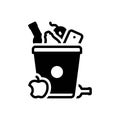 Black solid icon for Waste, worthless and garbage