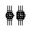 Black solid icon for Watches, wrist watch and horologe