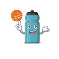 An icon of water bottle Scroll cartoon character playing basketball Royalty Free Stock Photo