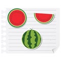 Icon watermelon on a blank notepad