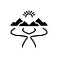 Black solid icon for Watershed, mountain and hill