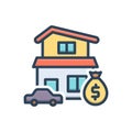 Color illustration icon for Wealth, affluence and property