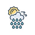 Color illustration icon for Weather, season and rainy