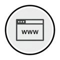 Icon of a Web Browser Window with W Text on a White Circle internet website Royalty Free Stock Photo