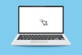 Icon for web design. Arrow icon. Line cursor icon vector illustration. Cursor sign. Laptop flat. Mouse pointer. Search icon. White