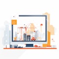 Icon of web design constructor crane. AI generative. Technology Royalty Free Stock Photo