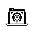 Black solid icon for Webmaster, computer and maintenance