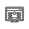 Black line icon for Website Algorithm, application and coding Royalty Free Stock Photo