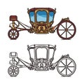 Wedding carriage or outline of retro royal chariot Royalty Free Stock Photo