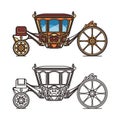 Icon of wedding chariot, medieval royal carriage.