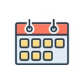 Color illustration icon for Week, once and calendar