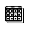 Black solid icon for Weekly, once a week and calendar