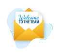 Icon with welcome team for banner design. Business communication vector banner. Cartoon font. Royalty Free Stock Photo