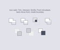 Icon weld, intersect, simlify, front minus back, back minus front, create boundary Royalty Free Stock Photo