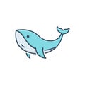 Color illustration icon for Whale, heavyweight and giant