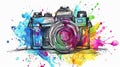 An icon with a white background showing a spray painted graffiti camera Royalty Free Stock Photo
