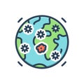 Color illustration icon for Widespread, bacteria and pandemic