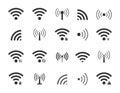 Icon wifi. Wireless signal from radio. Remote beacon for transmission of data. Symbol of connect to network with antenna. Sign of Royalty Free Stock Photo