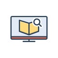 Color illustration icon for Wiki, wikipedia and book Royalty Free Stock Photo