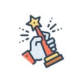 Color illustration icon for win, come first and award