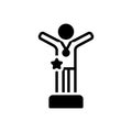 Black solid icon for Winner, medalist and vanquisher Royalty Free Stock Photo