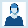 Icon of a woman with a headset from the Technical Support. women avatar for call center.