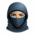 an icon of a woman wearing a black scarf and blue eyes Royalty Free Stock Photo