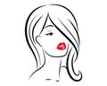 Icon women face with red lips vector Royalty Free Stock Photo