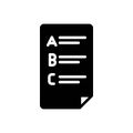 Black solid icon for Words, paper and letter Royalty Free Stock Photo