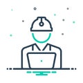 Mix icon for Worker, builder and hardhat Royalty Free Stock Photo