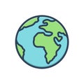Color illustration icon for Worlds, globe nd landmark