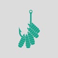 Icon of worm on hook Royalty Free Stock Photo