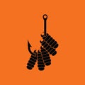 Icon of worm on hook Royalty Free Stock Photo