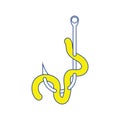 Icon of worm on hook Royalty Free Stock Photo