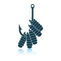 Icon of worm on hook Royalty Free Stock Photo