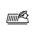 Black line icon for Message, write and pen