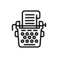 Black line icon for Writers, amanuensis and typewriter Royalty Free Stock Photo