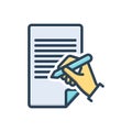 Color illustration icon for Writes, notepad and composing