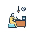 Color illustration icon for Writing, note down and studying