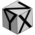 Icon xyz axis, 3d arrow space, arrows cube mathematics system