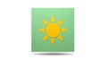 Icon with a yellow circle and triangular rays on a light green square Royalty Free Stock Photo