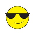 icon with yellow smiley with glasses. Smiley face. Happy face. Vector illustration. stock image. Royalty Free Stock Photo