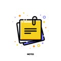 Icon of yellow sticky note with text for office work concept Royalty Free Stock Photo