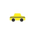 Icon of yellow taxi on white background