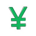 Icon of yen. Symbol of Japanese currency cartoon style on white isolated background
