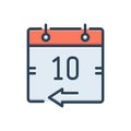 Color illustration icon for Yesterday, calendar and day