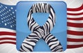 Icon with Zebra Ribbon and American Flag for Rare Diseases, Vector Illustration