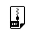 Black solid icon for Zip, file type and extension Royalty Free Stock Photo