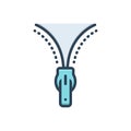 Color illustration icon for Zipper, close and clothes