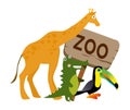 Icon of zoo with different animals